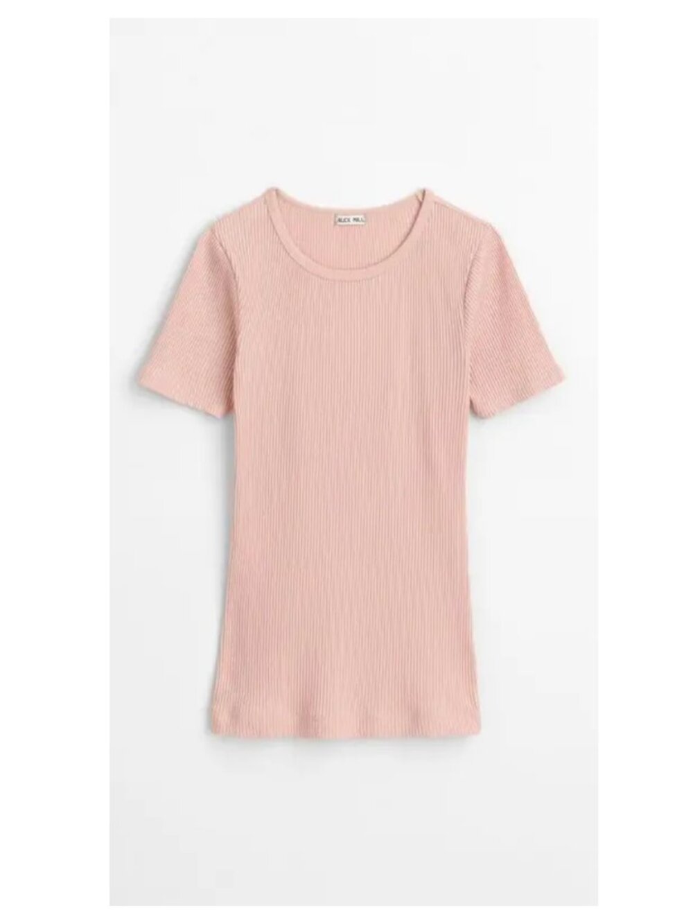 ALEX MILL Ribbed Cotton Tee Shirt In Pale Pink S